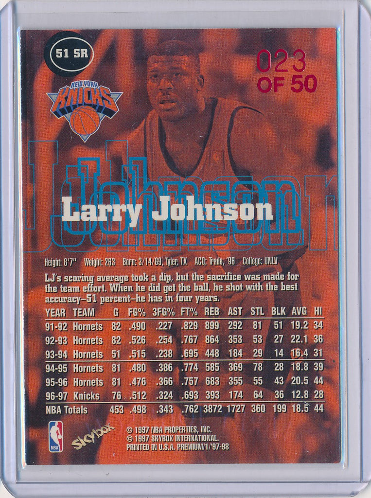 SkyBox 1997-1998 Premium Star Rubies #51SR Larry Johnson 23/50 