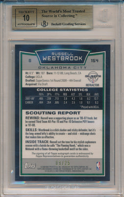 Topps 2008-09 Bowman Chrome Gold Refractors #154 Russell Westbrook 9/25 / BGS Grade 9.5 / Auto Grade 10
