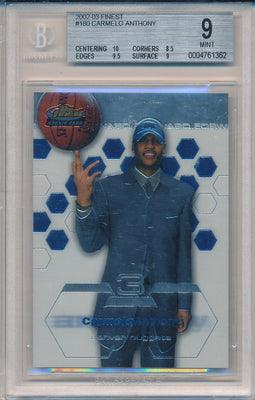 Topps 2002-2003 Finest Rookie Card #180 Carmelo Anthony  / BGS Grade 9