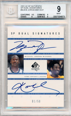 Upper Deck 2001-2002 Sp Authentic Sp Dual Signatures #MJ/KB Michael Jordan / Kobe Bryant 01/50 / BGS Grade 9 / Auto Grade 10