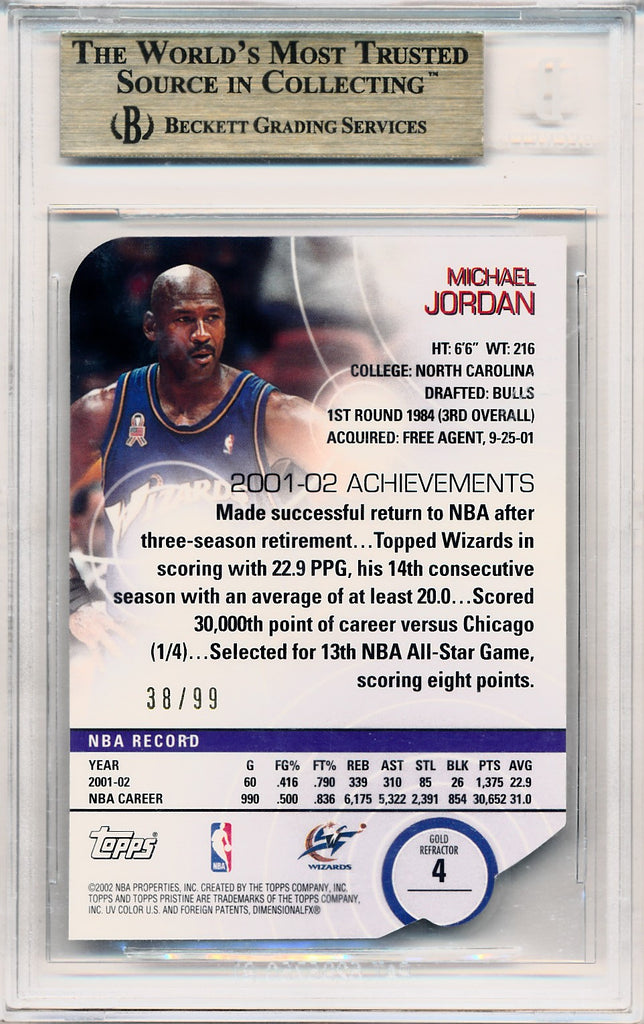 Topps 2002-2003 Pristine Gold Refractors #4 Michael Jordan 38/99