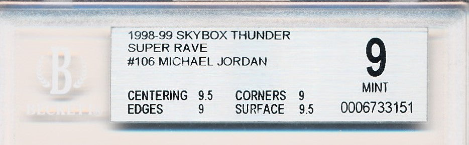 Skybox 1998-1999 Thunder Super Rave #106 Michael Jordan 21/25 / BGS Gr –  Mr. B's Collection