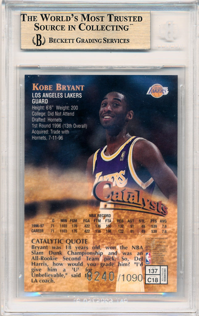 Topps 1997-1998 Finest Refractors #137 Kobe Bryant 240/1090