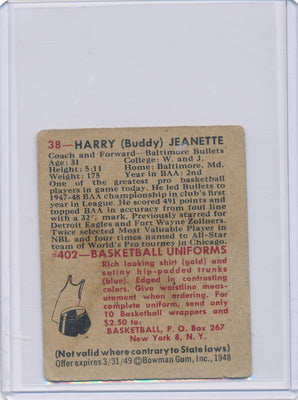 Baltimore Bullets  #38 Harry (Buddy) Jeanette  / PSA Grade