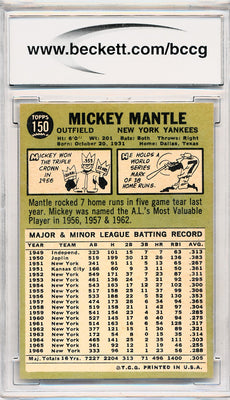 Topps 1967 Mickey Mantle #150 / BCCG 9