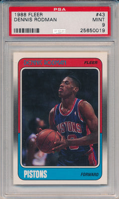 Fleer 1988-1989 Basketball RC #43 Dennis Rodman  / PSA Grade 9