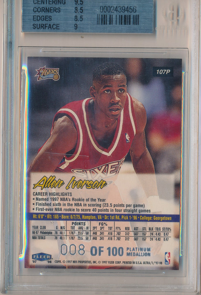Fleer 1997-1998 Ultra Platinum Medallion #107P Allen Iverson