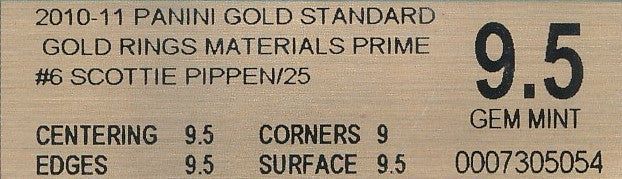 Panini 2010-2011 Panini Gold Standard Gold Rings Materials Prime #6 Scottie Pippen 2/25 / BGS Grade 9.5