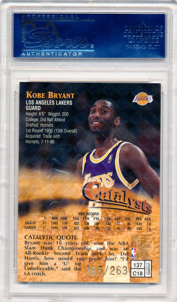 Topps 1996-1997 Finest Embossed Refractor #137 Kobe Bryant 165/263