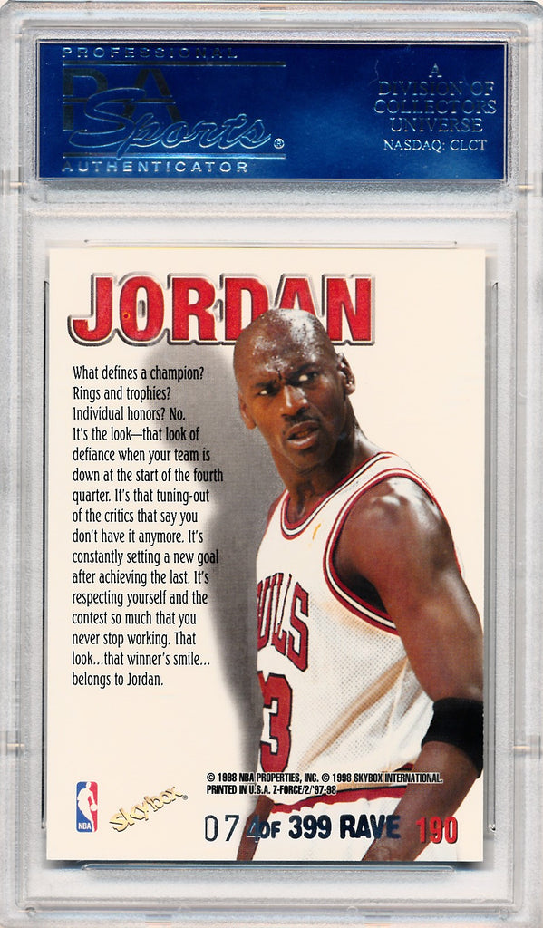 Skybox 1997-1998 Z-Force Rave #190 Michael Jordan 74/399 / PSA 