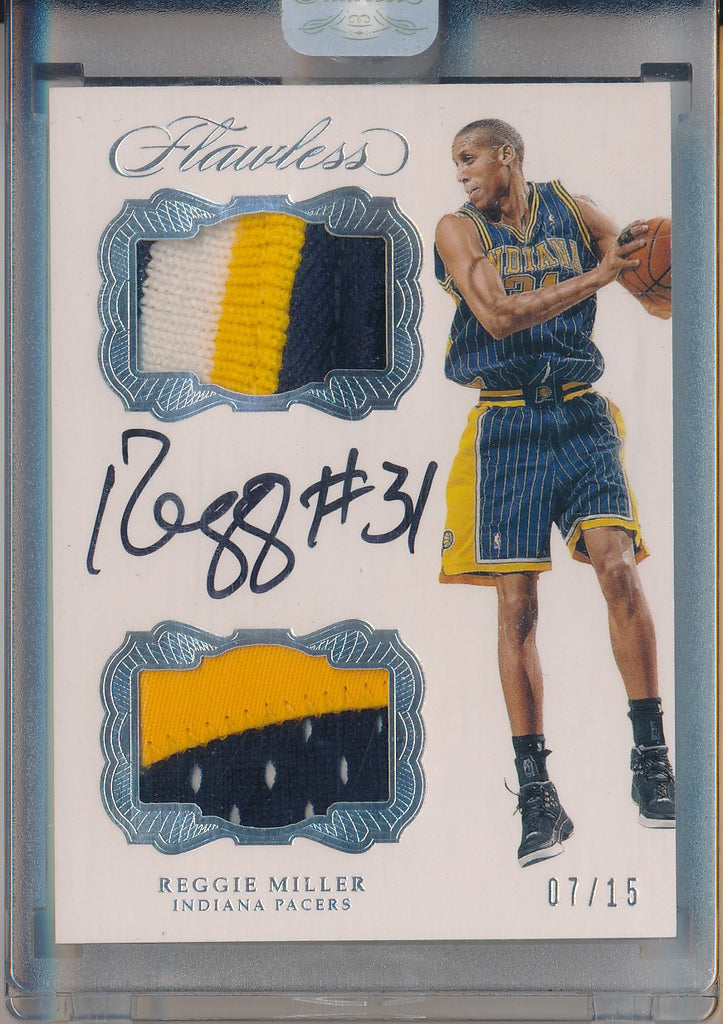 Panini 2016-2017 Flawless Dual Patch Auto #DPA-REG Reggie Miller 7/15 – Mr.  B's Collection