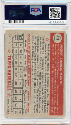 Topps 1952 Mickey Mantle Rookie #311 / PSA Grade 5