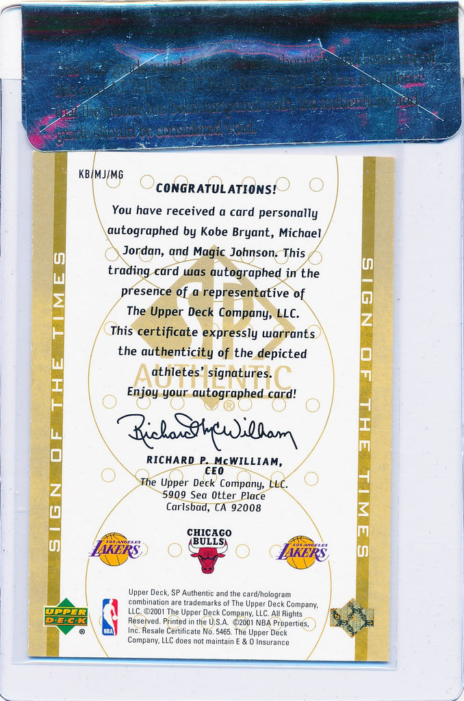 Upper Deck 2000-2001 Sp Authentic Sign Of The Times #KB/MJ/MG Kobe 