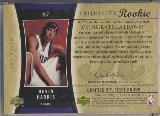 Upper Deck 2004-2005 Exquisite Collection Gold RPA #87 Devin Harris 30/34