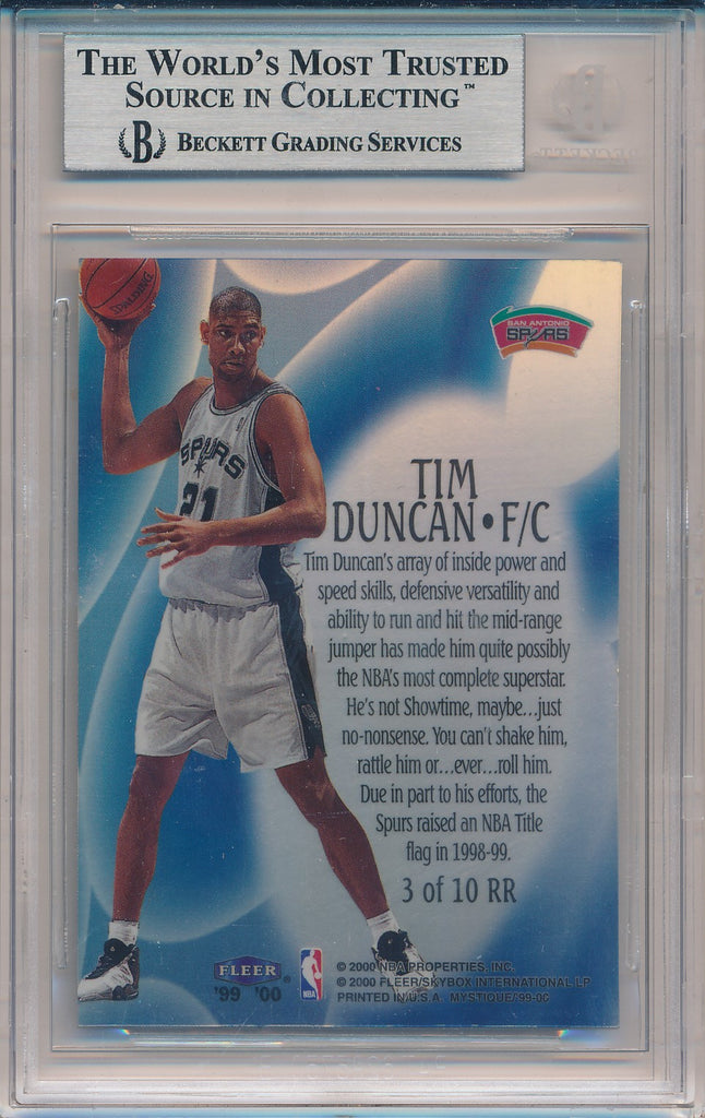 Fleer 1999-2000 Mystique Raise the Roof #3/10RR Tim Duncan 1/100