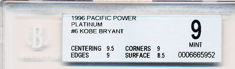 Pacific Collection 1996 Pacific Power Platinum #6 Kobe Bryant