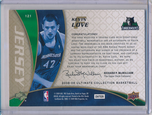 Upper Deck 2008-09 Ultimate Collection Ultimate Rookies Jersey Auto #121 Kevin Love 90/150