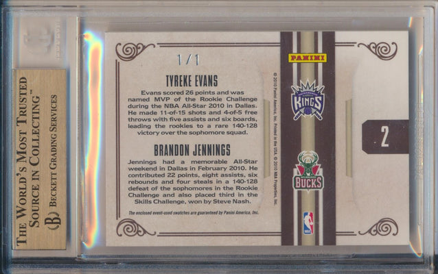 Panini  2009-2010 National Treasures NBA Logoman Combos #2 Tyreke Evans, Brandon Jennings 1/1 / BGS Grade 9.5
