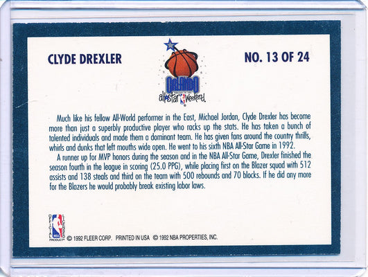 Fleer 1992-1993 Basketball All Star Weekend #13/24 Clyde Drexler