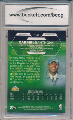 Topps 2002-2003 Finest Rookie Card #180 Carmelo Anthony  / BGS Grade 9