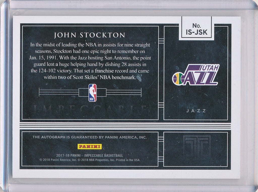 Panini 2017-2018 Impeccable Stats #ISJSK John Stockton 5/28 – Mr