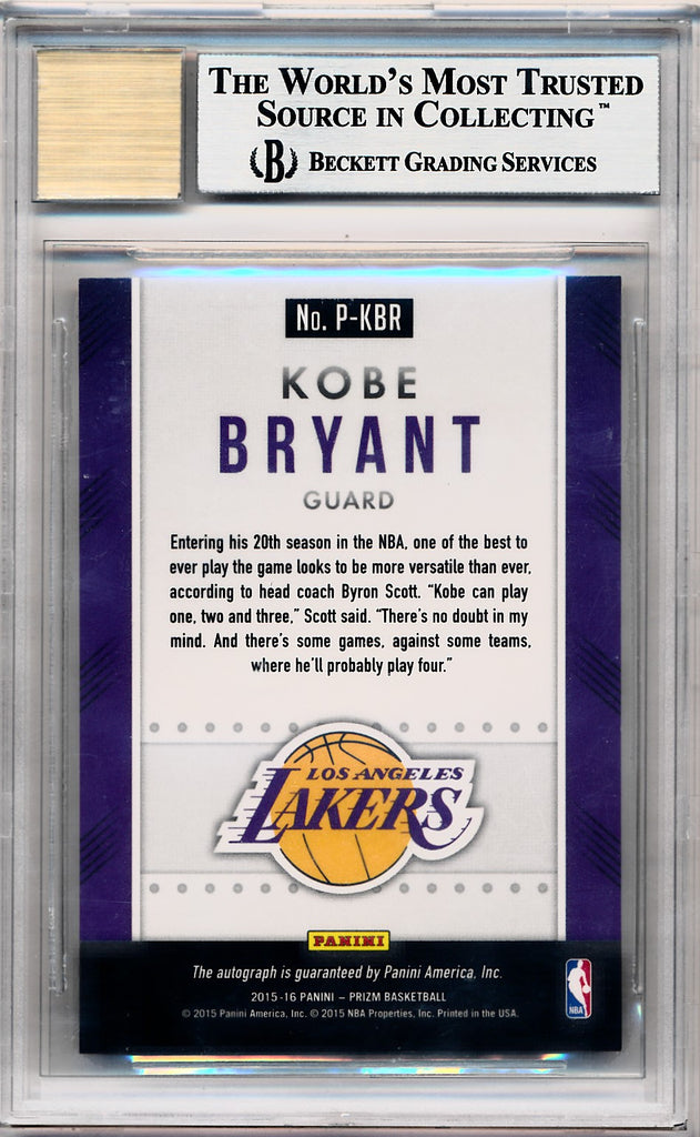 Panini 2015-2016 Prizm Autographs #80 Kobe Bryant / BGS Grade 9