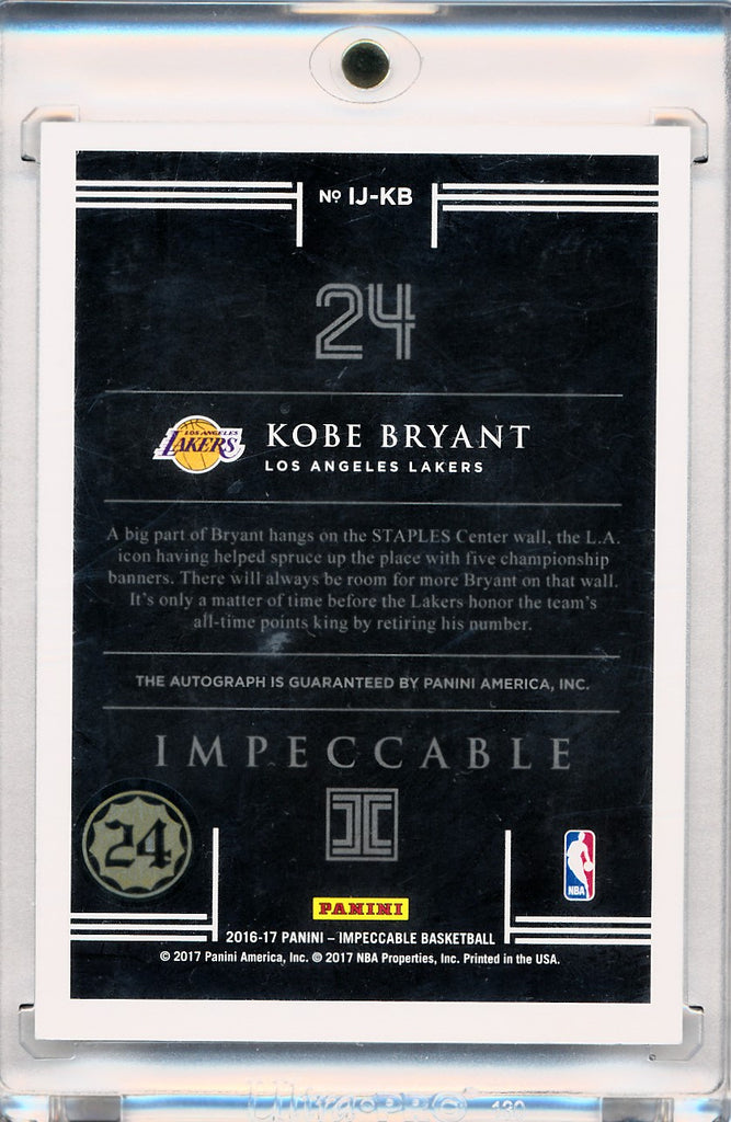 Panini 2016-2017 Impeccable Numbers #IJKB Kobe Bryant 10/24 Panini 2016-2017 Impeccable Numbers #IJKB Kobe Bryant 10/24