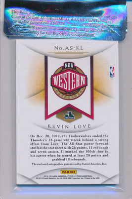 Panini 2012-13 Immaculate Collection All Star Lineage #AS-KL Kevin Love 2/2 / BGS Grade 8 / Auto Grade 10