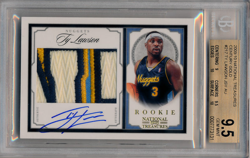 Panini 2009-2010 National Treasures Century Gold #217 Ty Lawson 23/25 / BGS Grade 9.5 / Auto Grade 10