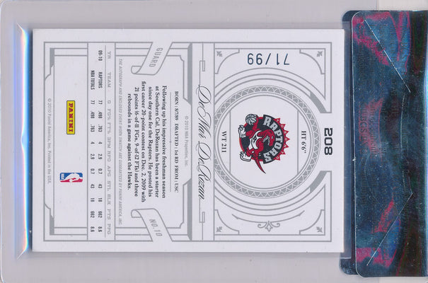 Panini 2009-2010 National Treasures Century Silver #208 Demas Derozan 71/99 / Auto Grade 9