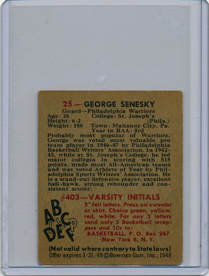 Philadelphia Warriors  #25 George Senesky  / PSA Grade