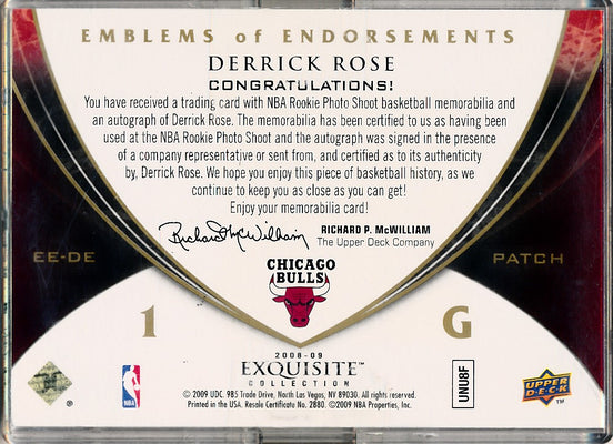 Upper Deck 2008-2009 Exquisite Collection Emblems Of Endorsement #EEDE Derrick Rose  4/10