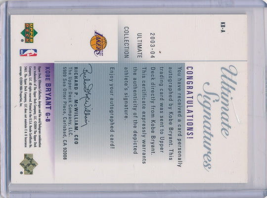 Upper Deck 2003-04 Ultimate Collection  Ultimate Signatures #KB-A Kobe Bryant