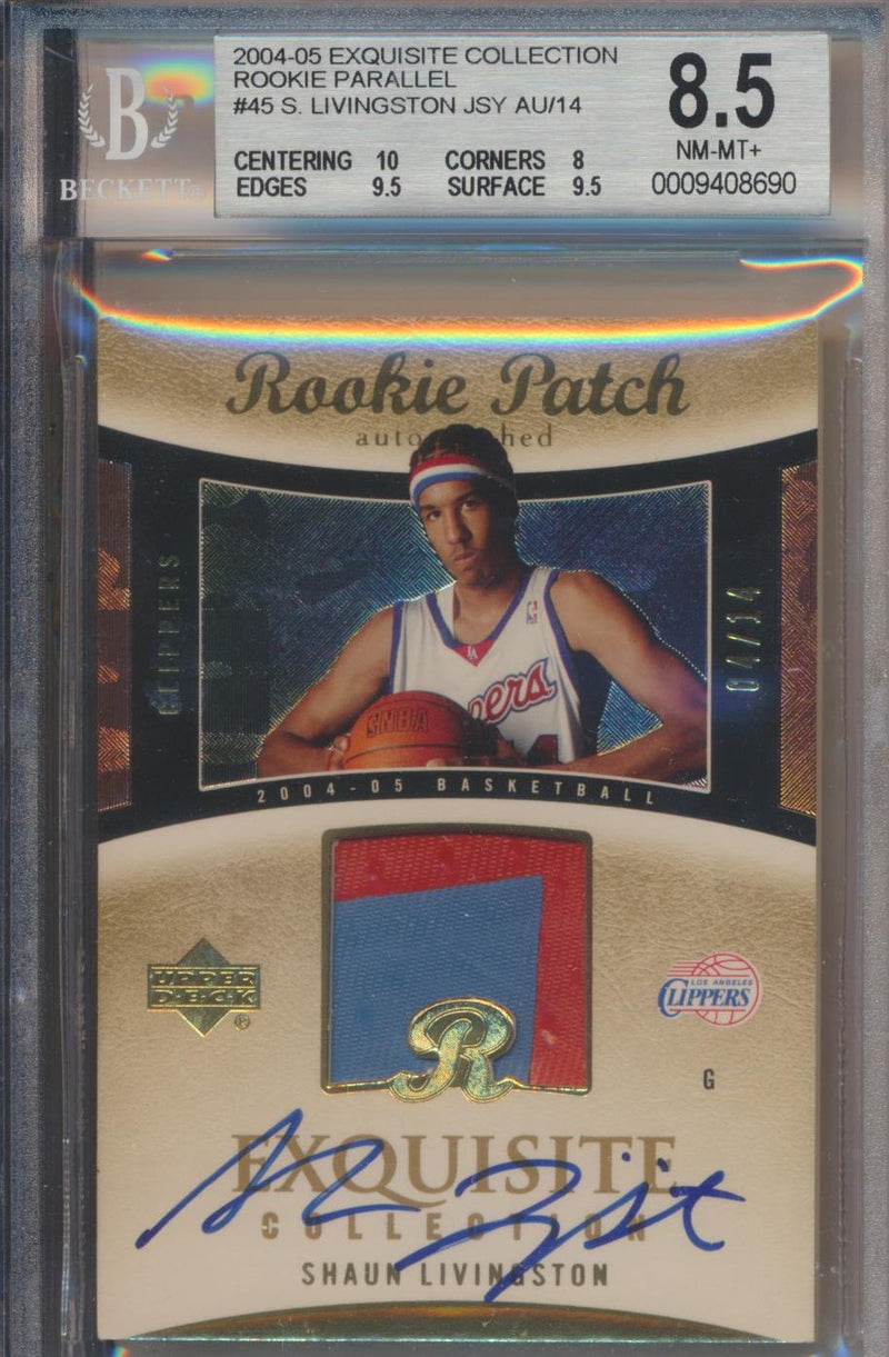 Upper Deck 2004-2005 Exquisite Collection Gold RPA #45 Shaun Livingston 4/14 / BGS Grade 8.5 / Auto Grade 10