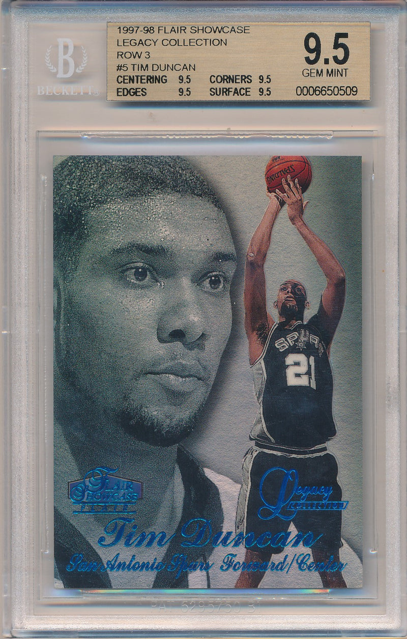 Fleer 1997-1998 Flair Showcase Legacy Collection #5 Tim Duncan 17/100 / BGS Grade 9.5