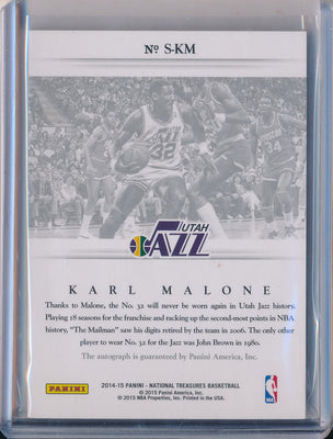 Panini 2014-2015 National Treasures Proof Signatures #S-KM Karl Malone 10/10