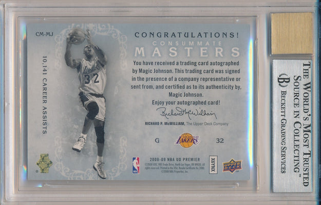 Upper Deck 2008-2009 UD Premier   Consumate Masters #CM-MJ Magic Johnson 7/15 / BGS Grade 9 / Auto Grade 10