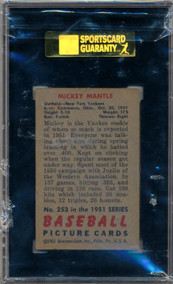 Bowman 1951 Mickey Mantle Rookie #60 / SGC 6