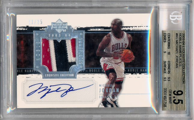 Upper Deck 2003-2004 Exquisite Collection Noble Nameplates #NN-MJ Michael Jordan 23/25 / BGS Grade 9.5 / Auto Grade 10