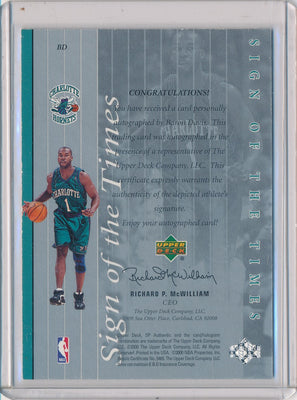 Upper Deck 1999-2000 SP Authentic Sign Of The Times #BD Baron Davis