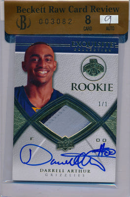 Upper Deck 2008-2009 Exquisite Collection Rookie Parallel #77 Darrell Arthur 1/1 / Auto Grade 9