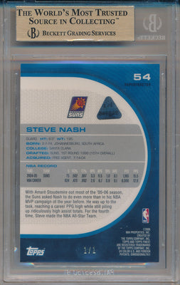 Topps 2005-2006 Topps Finest SuperFractors #54 Steve Nash 1/1 / BGS Grade 9.5