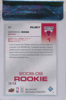 Upper Deck 2008-09 SkyBox  Rubies #201 Derrick Rose 28/50 / BGS Grade 8.5