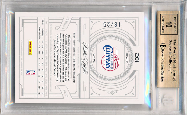 Panini 2009-2010 National Treasures Century Gold #201 Blake Griffin 18/25 / BGS Grade 9.5 / Auto Grade 10