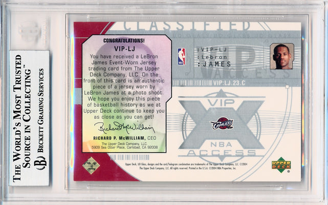 Upper Deck 2003-04 UD Glass VIP Access Jerseys #VIP-LJ Lebron James 22/25 / BGS Grade 9