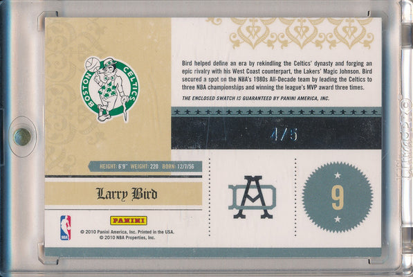 Panini 2010-2011 National Treasures All Decade #9 Larry Bird 4/5