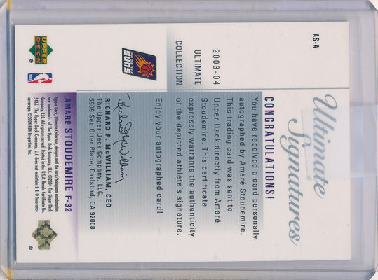 Upper Deck 2003-04 Ultimate Collection  Ultimate Signatures #AS-A Amare Stoudemire