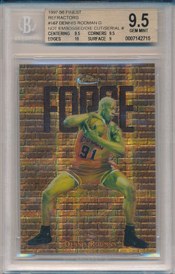 Topps 1997-1998 Topps Finest Refractors #167 Dennis Rodman  / BGS Grade 9.5