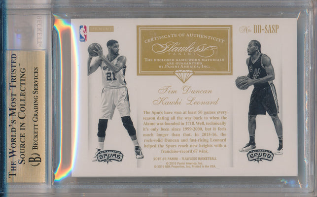 Panini 2015-2016 Flawless Emerald Dual Diamond Patches #DD-SASP Kawhi Leonard/ Tim Duncan 2/5 / BGS Grade 9.5