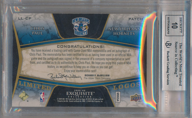 Upper Deck 2008-2009 Exquisite Collection Limited Logos #LL-CP Chris Paul 4/25 / BGS Grade 8.5 / Auto Grade 10